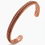 Inside of copper bracelet showing magnet placement